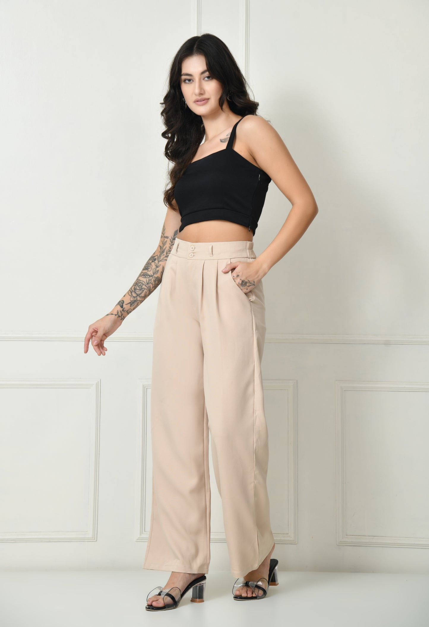 Beige Japanese pants for women