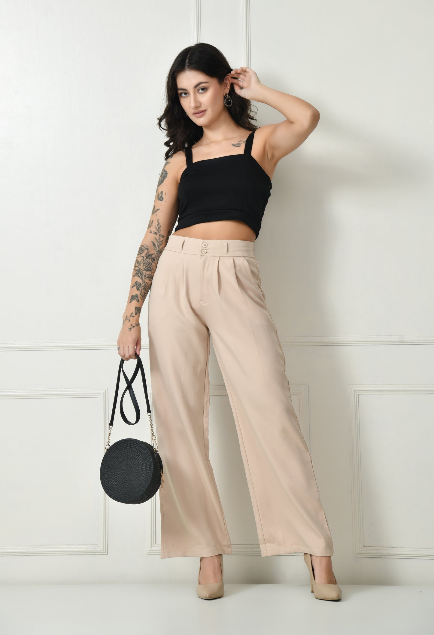 Beige Japanese pants for women