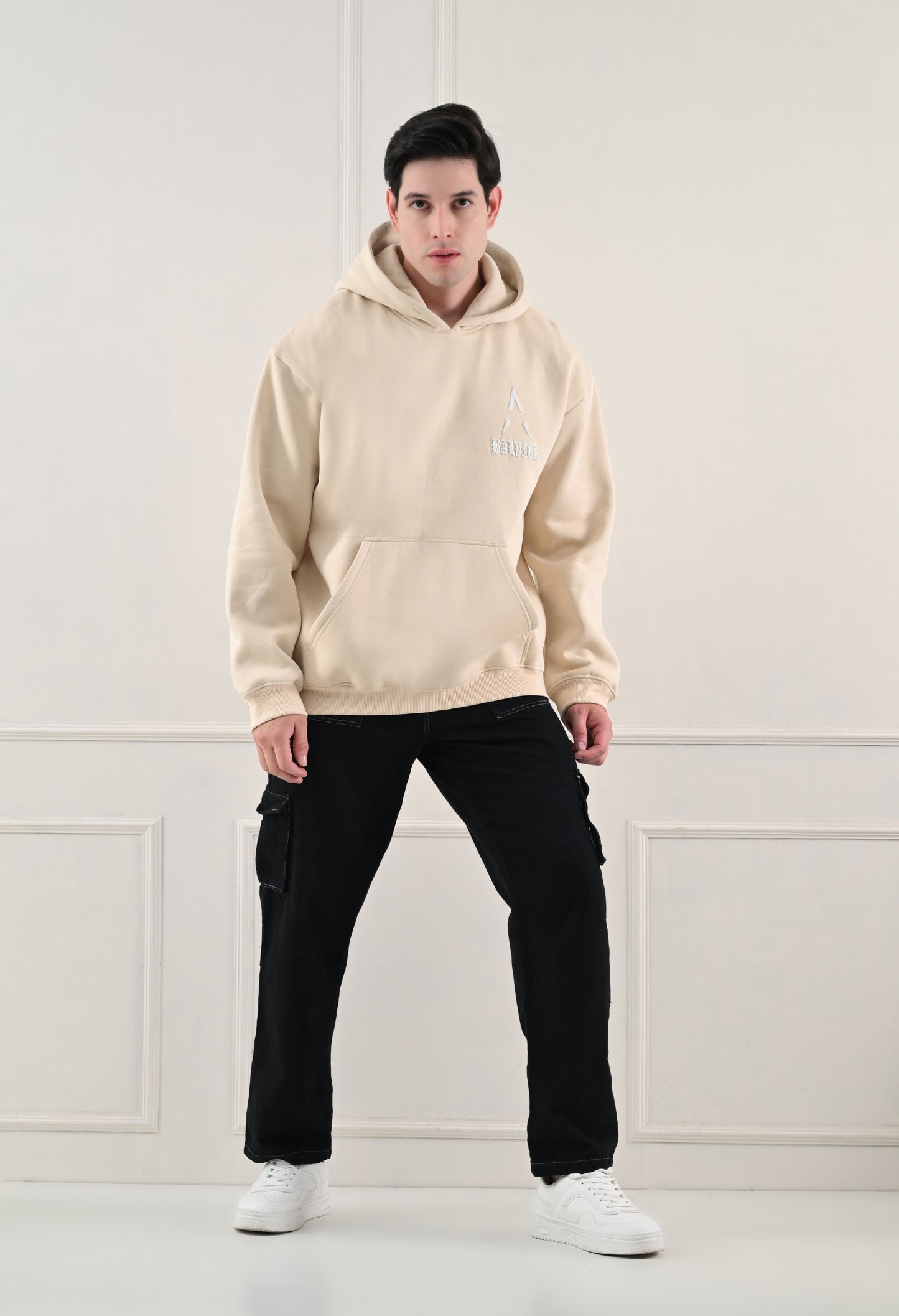 Balvick Oversized Hoodie of Beige colour
