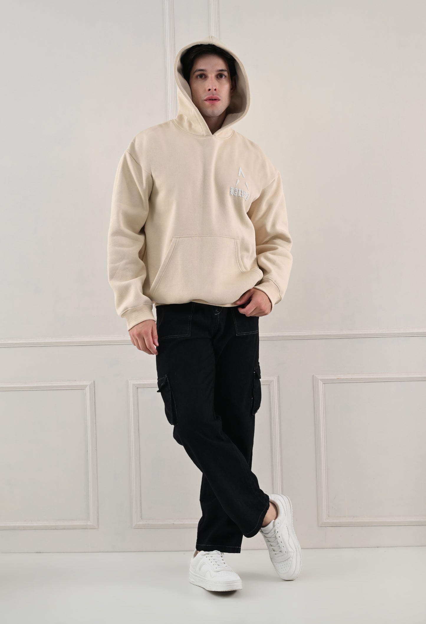 Balvick Oversized Hoodie of Beige colour